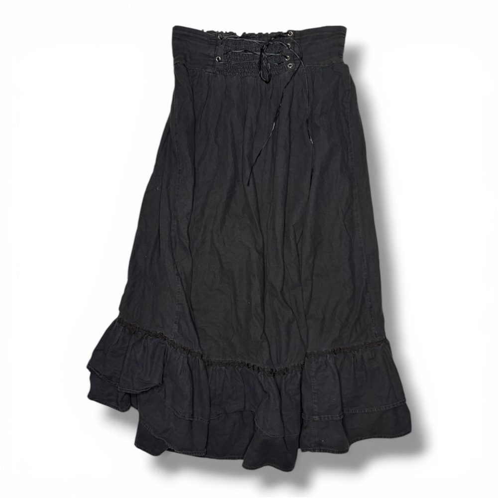 Black Maxi Lace Up Skirt - Picture 2 of 5